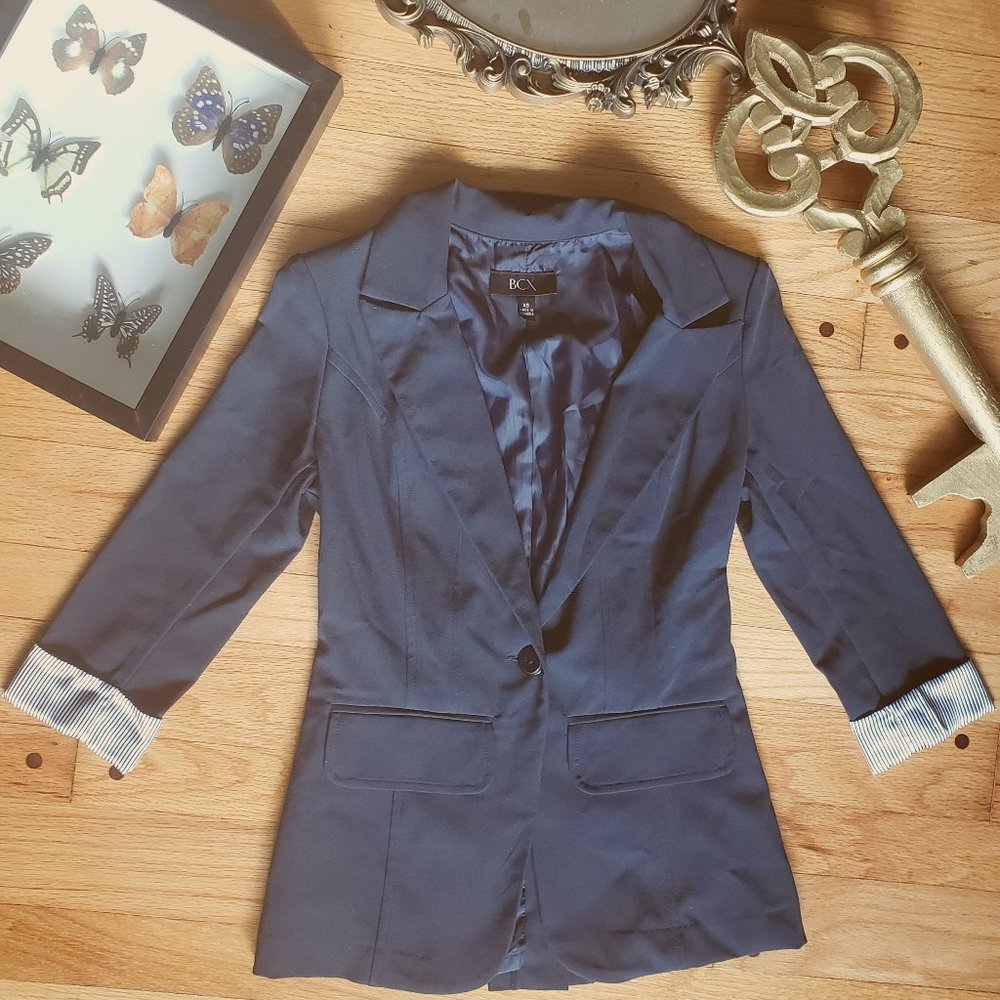 BCX Navy Blazer with Silky Lining and Cuffs